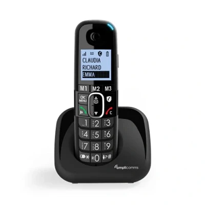 Immagine di Amplicomms per Delta Telefono Cordless Amplificato Anziani Suoneria Forte 90 Db, Volume Alto 35 Pulsante Boost, Vivavoce, Call Blocker programmabile blocco chiamate indesiderate
