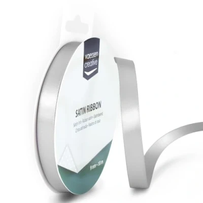 Immagine di Iris Ohyama Ribbon Lyon Wired Nastro di Raso, Zilver, Grigio (Argento Chiaro), 9 mm x 10 m, unità