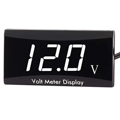 Immagine di Kinstecks [Versione aggiornata] voltmetro per Moto DC 12V Digitale Indicatore LED Display Auto Batteria Voltaggio Monitor Bianco