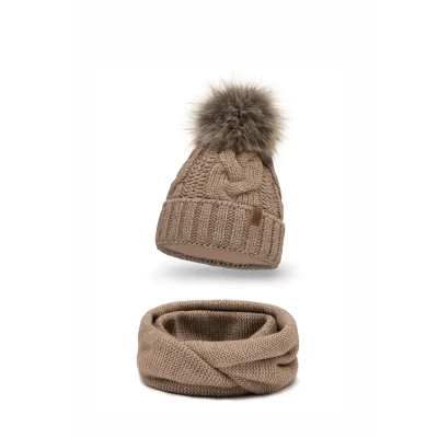 Immagine di Vivisence 7014 Beanie AND LOOP Scarf SET Scaldacollo, Donna, Taglia: One Size, Beige