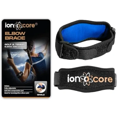 Immagine di ionocore Tutore epicondilite Gomito leggero e regolabile Gomitiera per con cuscinetto di compressione in EVA Unisex, Taglia unica, BLU