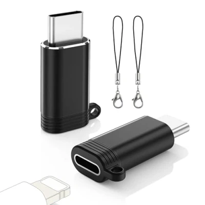 Immagine di MoKo Adattatore Lightning Femmina a USB C Maschio 2 Pezzi, da per iPhone 15 PRO Max Plus, iPad Air, Ricarica, Non Audio/OTG, Nero