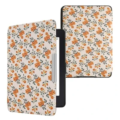 Immagine di kwmobile Custodia eReader Compatibile con Amazon Kindle Paperwhite Cover eBook Reader Flip Case giallo/verde/beige Fiori Gialli