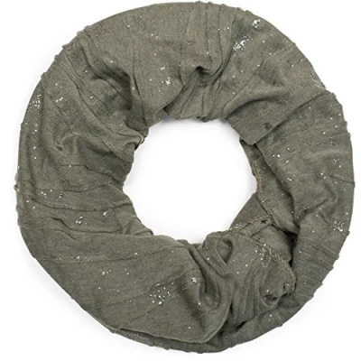 Immagine di styleBREAKER sciarpa scaldacollo con pieghe e stelle splash metalliche paillettes, ad anello, foulard, unisex 01017073, colore:Oliva