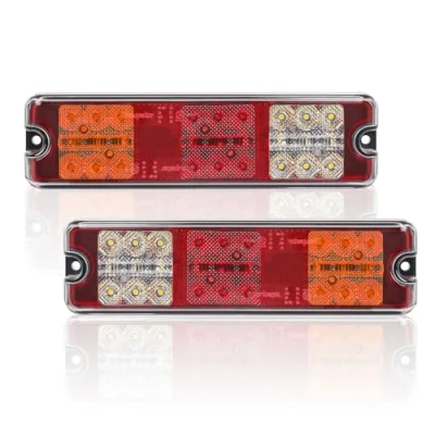 Immagine di AOHEWEI 2Pcs Luci Posteriori per Rimorchio 12V/24V 27 LED Super Luminosi Impermeabili Indicatori direzione/Freno/Coda/Retromarcia/Riflettore Lampada Camion Caravan Van Trattore