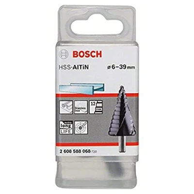 Immagine di Bosch Accessories 2608588068 HSS Punta a gradini 6 39 mm TiAIN Lunghezza totale 93.5 Alberino 3 facce 1 pz.