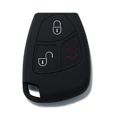 Immagine di [Portachiave] Guscio Cover Chiave in Silicone per Telecomando Auto Mercedes Benz 3 tasti (vedere compatibilità nelle foto) Classe A B C E S CL ML CLK CLS SLK (NERO)
