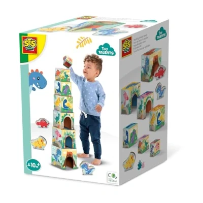 Immagine di SES Creative 13202 Torre impilabile con statuine di dinosauro, colore: giallo