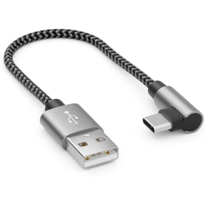 Immagine di deleyCON 0,15m Cavo USB a C Spina Angolata 90 di Ricarica Corto da 15cm per iPhone 15 16 Pro Max Samsung S24 S23 S22 Pixel iPad MacBook Air Tablets Switch PS5