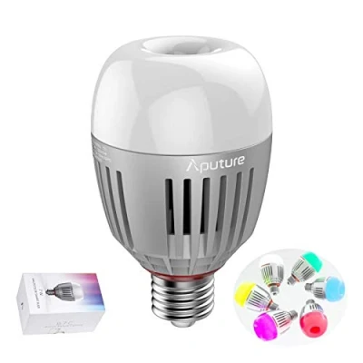 Immagine di Aputure Accent B7C 7W RGBWW LED Smart Bulb, TLCI 96+ CRI 95+ 2000K 1,000K, CCT/HSI/FX Mode Sidus Link App Control Built in Battery/AC Power via E26/E27 Socket