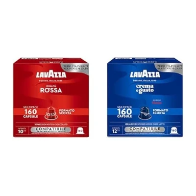 Immagine di Caffè Lavazza 320 Capsule Compatibili Nespresso Miscele assortite (Qualità Rossa, Crema&amp;Gusto Classico)