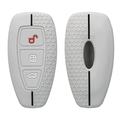Immagine di kwmobile Custodia Coprichiave Compatibile con Ford 3 tasti Keyless Go Cover Copri Telecomando Chiave Auto Chiavi Macchina grigio chiaro/nero