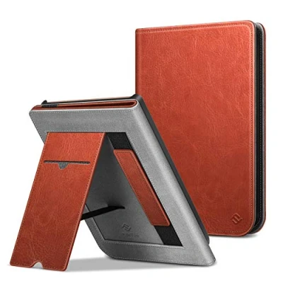 Immagine di FINTIE Custodia per Pocketbook Touch HD 3 / Lux 4 5/ Basic 2 Color 2020 Protettiva Stand Cover in Similpelle con Card Slot e Hand Strap Auto Sveglia/Sonno, Braun