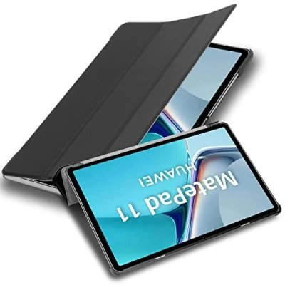 Immagine di Cadorabo Custodia Tablet compatibile CON Huawei MatePad 11 (10.95 Zoll) in NERO SATIN Copertura Protettiva Molto Sottile di Similpelle Stile Libro Auto Wake Up e Funzione Stand