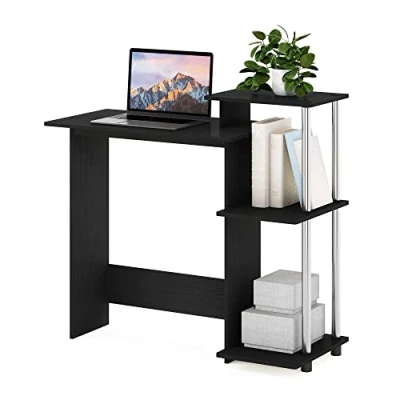 Immagine di Furinno Efficiente Scrivania per Computer Portatile, Legno ingegnerizzato, Americano/Acciaio Inossidabile, Tubi in Acciaio Inossidabile