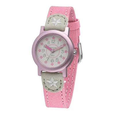 Immagine di Jacques Farel ORG 02STA Orologio ecologico per bambine in cotone biologico, con stelline rosa