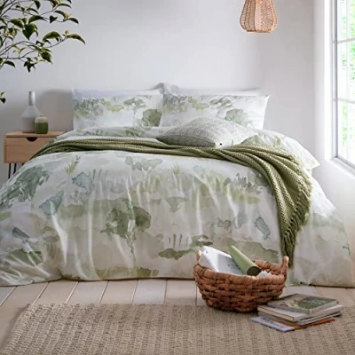 Immagine di Appletree Loft Edale Set copripiumino matrimoniale in 100% cotone, colore: Verde