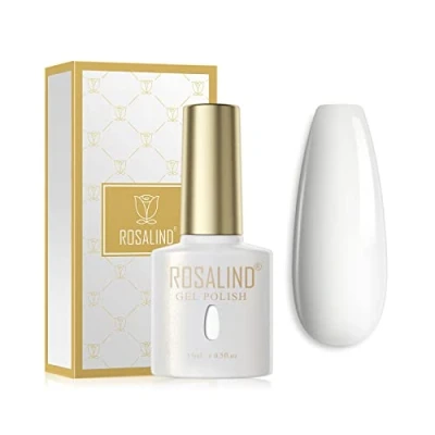 Immagine di ROSALIND Smalto Semipermanente Smalti Semipermanenti per Unghie Bianco Latte 15ml UV LED Soak Off a Lunga Durata Resistente Alle Scheggiature