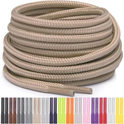 Immagine di Miscly Lacci Rotondi per Scarpe, Sneaker e Stivali, Disponibili in Diverse Lunghezze Colori (Cachi, 183 cm)