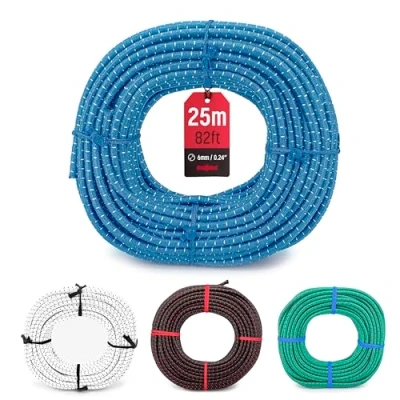 Immagine di Magma Rotolo di Corda Elastica Corde Elastiche da 6 mm Diametro Per Pesca, Vela, Campeggio, e Fissaggio Teloni Extra Forte, Interno, Esterno, Giardino Auto (10, Blu)