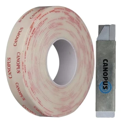 Immagine di CANOPUS Nastro Biadesivo Extra Forte 4950 Bianco 20mm x 3metri Spessore 1,1mm Impermeabile di Montaggio per Uso Esterno e Interno, Fissaggio Targhe Auto double sided tape