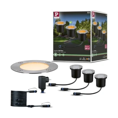 Immagine di Paulmann P+S Floor Set insect friendly 94717 Sistema dilluminazione Plug&amp;Shine Kit base lampade LED incasso esterni (monocolore) 13.5 W Bianco caldo