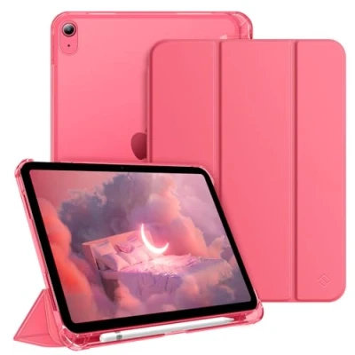 Immagine di FINTIE Custodia per iPad 10ª Generazione 10.9&quot; 2022 con Built in Pencil Holder Sottile Leggero Semi Trasparente Posteriore Cover Case Auto Sveglia/Sonno, Rosa