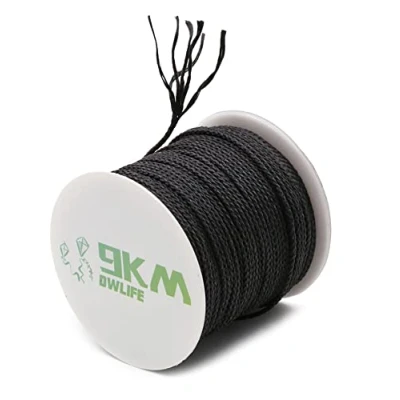 Immagine di corda in kevlar intrecciata nera da 22,7 kg 816,5 per pesca ad alta resistenza, resistente al calore, di paracord, sopravvivenza tattica ultraleggera attività all&#039;aria