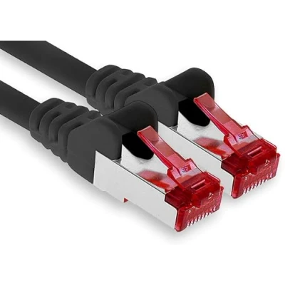Immagine di 1aTTack.de 1x cavo patch CAT6 da 1 m S/FTP schermatura PIMF CAT.6 di rete RJ45 Ethernet DSL router LAN switch modem pannello nero pezzo