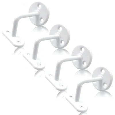 Immagine di Set di 4 staffe per corrimano scale, a parete, in acciaio inox o legno, resistente ed elegante staffa
