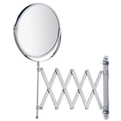 Immagine di Wenko Specchio cosmetico da Parete telescopico Exklusiv, con Superficie a al 100% e ingrandimento 3X, (LxP): Ø 16cm, Estraibile, Girevole Regolabile, 19x38,5x50cm, Cromo