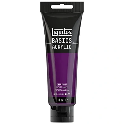 Immagine di Liquitex 8870011 Basics Pittura acrilica, Pigmenti per artisti monopigmentati, Resistente alla luce, durevole nel tempo, Finitura satinata, Tubo da 118 ml Viola Scuro