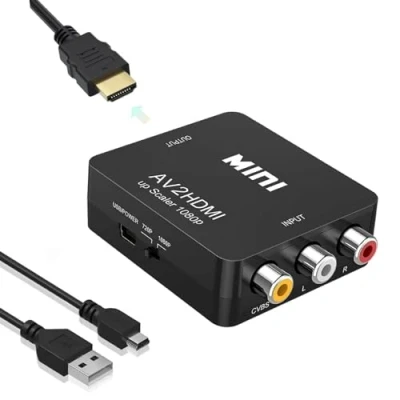 Immagine di aweskmod adattatore hdmi av to hdmi,Adattatore da a 1080P Supporta PAL/NTSC con USB Cavo per PC/WII/N64/TV/PS3/Blu Ray DVD