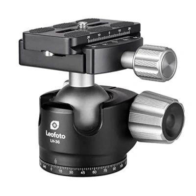 Immagine di Leofoto Testa a sfera LH 36 con piastra sgancio rapido QP 70N Rotabile 360 gradi Vite treppiede universale da 3/8&quot; 36+QP