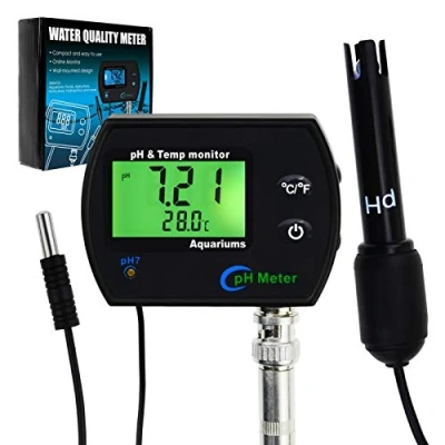 Immagine di Misuratore di pH, 2 In 1 Temperatura pH Monitor Meter Tester Sensore 0 14.0 Riconoscimento Automatico Del Tampone, Sonda Elettrodo Bnc per Acquari Idroponici, Laboratorio, Cibo, Acqua Potabile