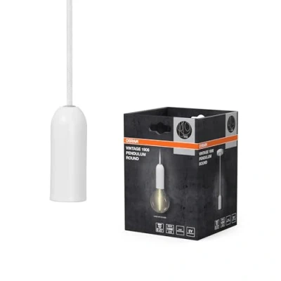 Immagine di OSRAM Vintage 1906® Pendulum ROUND E27, bianco, max. 25W (LED 15W), attacco portalampada a sospensione per interni, rosone tondo, abbinabile lampade 1906 o smart