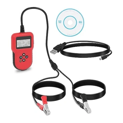 Immagine di MSW tester digitale per batteria auto 12 V/24 V LCD 5 s tempo di prova 2 pulsanti avvio rapido, protezione multilingue contro cortocircuito e inversione polarità moto
