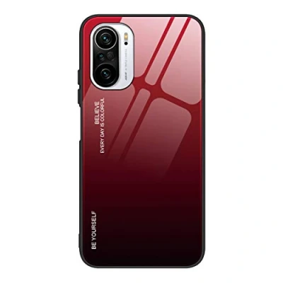 Immagine di GOGME Cover per Xiaomi Poco F3/Mi 11i 5G Coque, custodia in vetro sfumato colorato posteriore temperato resistente ai graffi Case, morbida silicone TPU anti graffio, shock housse(5)