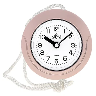 Immagine di MPM Quality Orologio da bagno in plastica, movimento al quarzo Sweep, impermeabile 3 5 ATM, colore rosa, diametro 135 mm, adatto anche per esterni