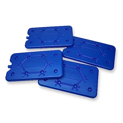 Immagine di ToCi Set di 4 batterie refrigeranti da 400 ml ciascuna, elementi blu, piatti per borsa termica o frigo, sottili, extra piatti,