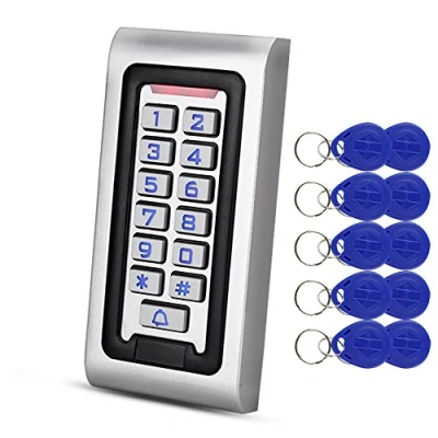 Immagine di HFeng Standalone IP68 impermeabile RFID Access Control Tastiera Lettore di schede in metallo + 10pcs 125KHz prossimità portachiavi WG26 2000 utenti per casa/ufficio
