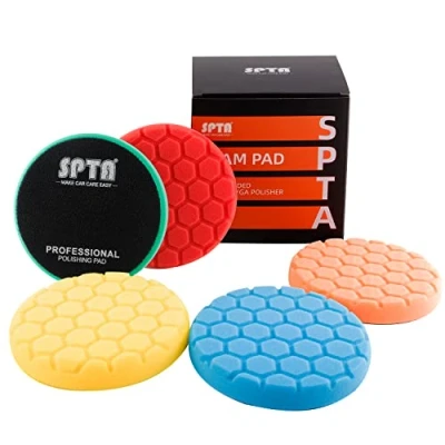 Immagine di SPTA Tampone di lucidatura, 5 Pezzi 150mm Hex Logic Tamponi Lucidatura per Kit Auto Spugne Cera Pad Set AXFLPS6PLUS