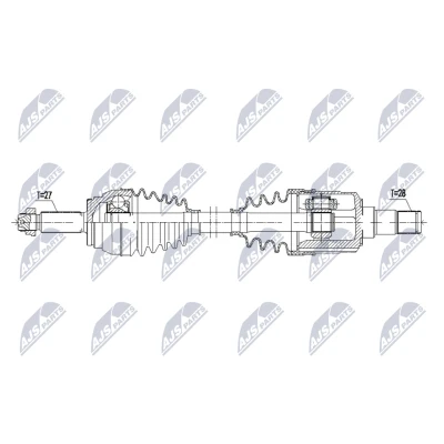 Immagine di NTY NPW KA 408 Albero motore / Semiasse Assale anteriore Sx 587mm Cambio automatico a 6 marce