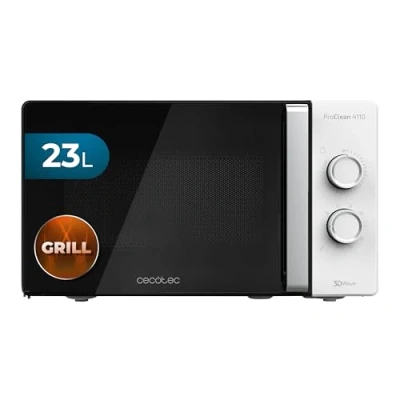 Immagine di Cecotec Forno a Microonde con Grill ProClean 4110 da 23 Litri, 700W di potenza, 800W Grill, rivestimento Ready2Clean, tecnologia 3D Wave, timer 30mins, porta Full Crystal
