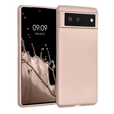 Immagine di kwmobile Custodia Compatibile con Google Pixel 6 Cover Back Case Morbida Protezione in Silicone TPU Effetto metallizzato oro rosa