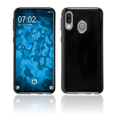 Immagine di PhoneNatic Custodia Compatibile con Samsung Galaxy A40 Cover Nero Trasparente in Silicone + Pellicola Protettiva
