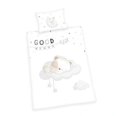 Immagine di Herding Set di Biancheria da Letto Reversibile per Bambini, Orsetto Addormentato, Copripiumino 100 x 135 cm, Federa 40 60 Flanella/Beaver