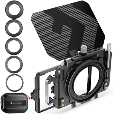 Immagine di K&amp;F Concept Mini Matte Box Lite, Bandiera Superiore Fibra di Carbonio con 2 Vassoio Filtro 4&#039;&#039;x5,65 per DSLR e Fotocamere Mirrorless Anello Adattatore Circolare 67/72/77/82/95mm