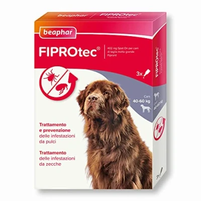 Immagine di Beaphar FIPROtec Antiparassitario per Cane Taglia Molto Grande (40 60 Kg), Protegge da Pulci e Zecche In Confeziona 3 Pipette