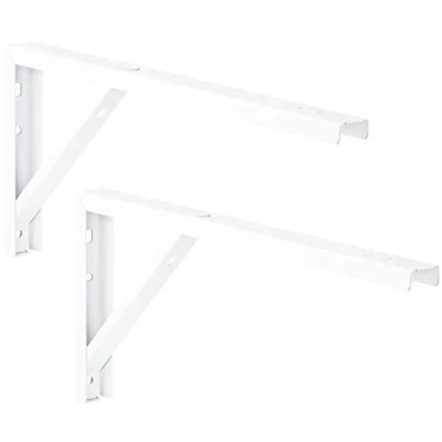 Immagine di Gedotec Console per scaffali in metallo bianco supporto mensole estensione da tavolo montaggio a parete acciaio rivestito di 400 x 30 180 mm 2 pezzi